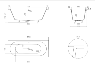 Ванна из искусственного камня Salini Ornella Axis S-Stone 104623M 170x70см белый матовый